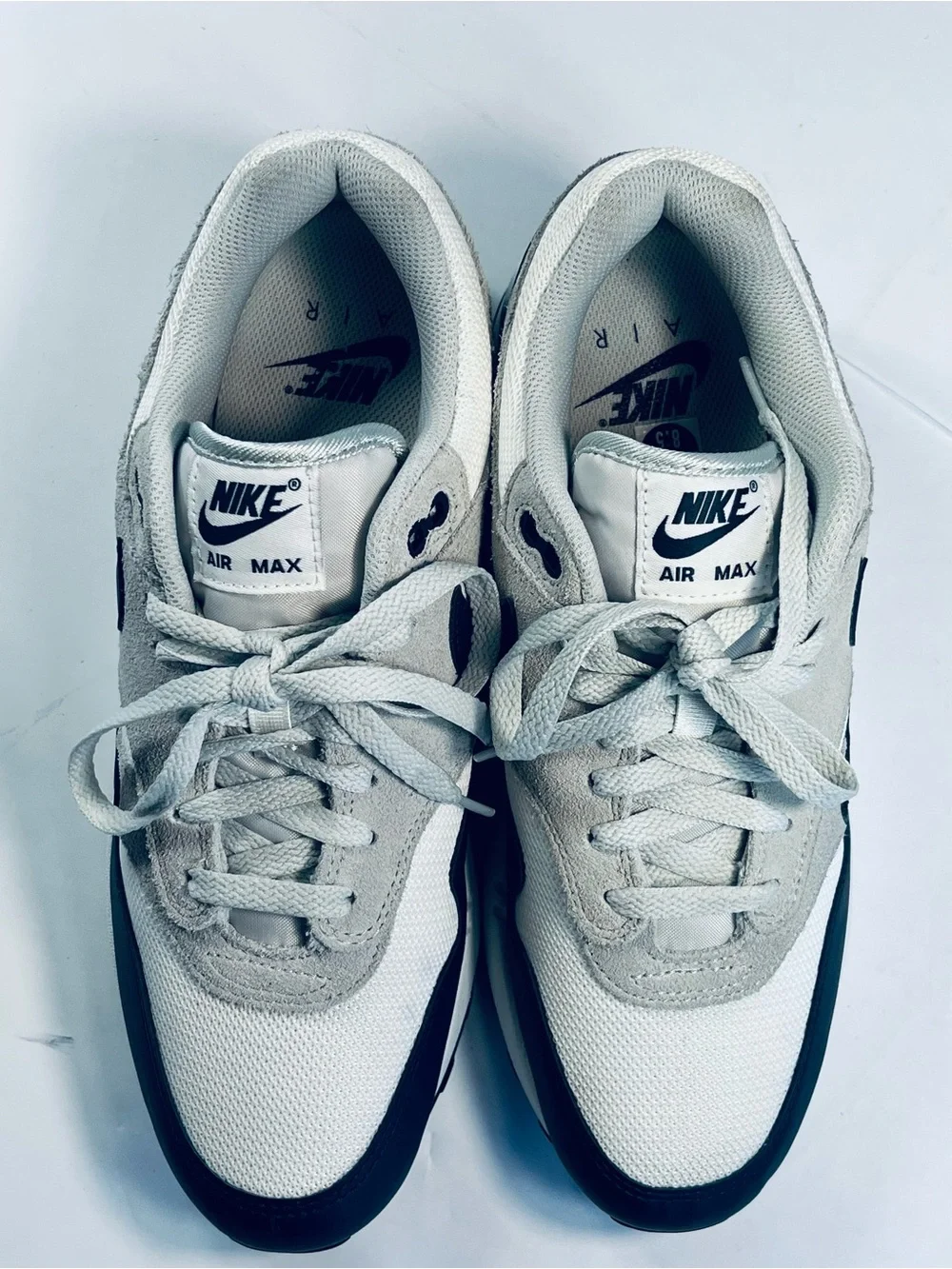 Nike Air Max 1 Essential Sneakers #FZ5808-103 White Gray Navy Blue Men's : 8.5
